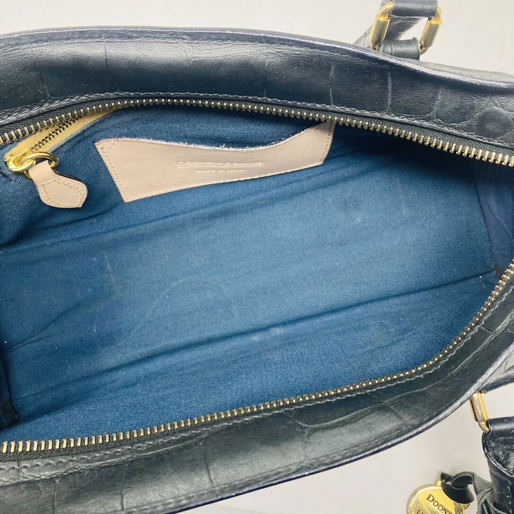Vintage Dooney & Bourke Made In Italy Croc Leather Black Shoulder Bag Rare EUC - Picture 5 of 11